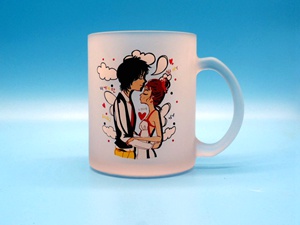 Glass cup with Multi Colors Decaling