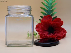 25 oz glass square jar with lug lid