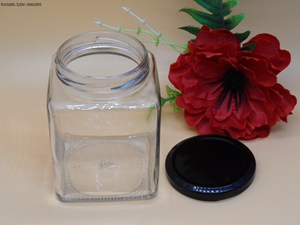 17 oz glass square jar with lug lid 