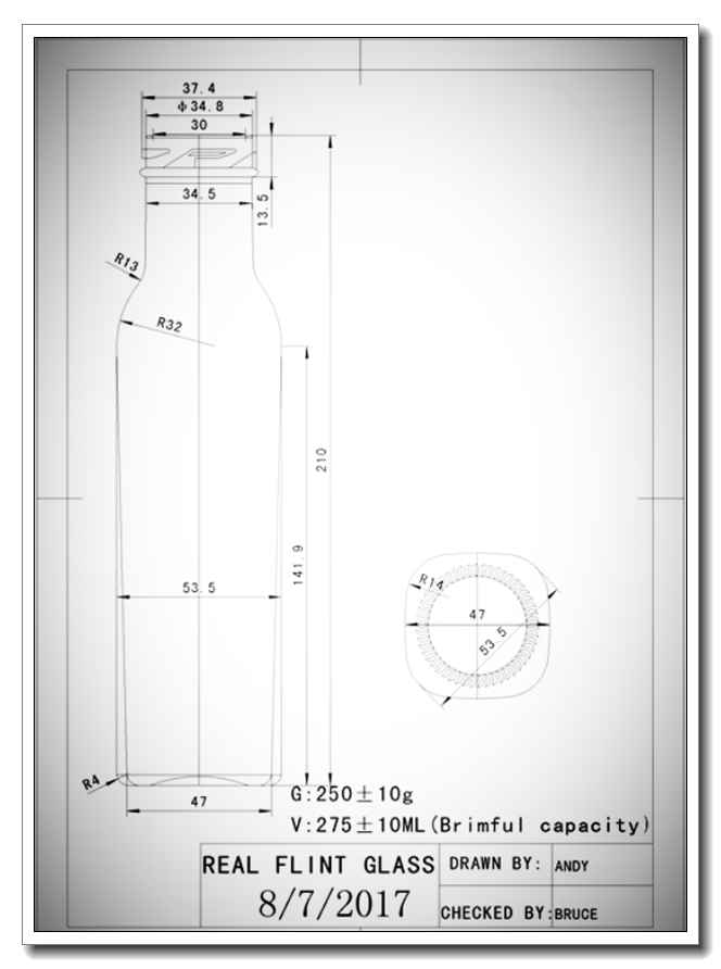 250ml salad dressing bottle with 38mm lug lid 