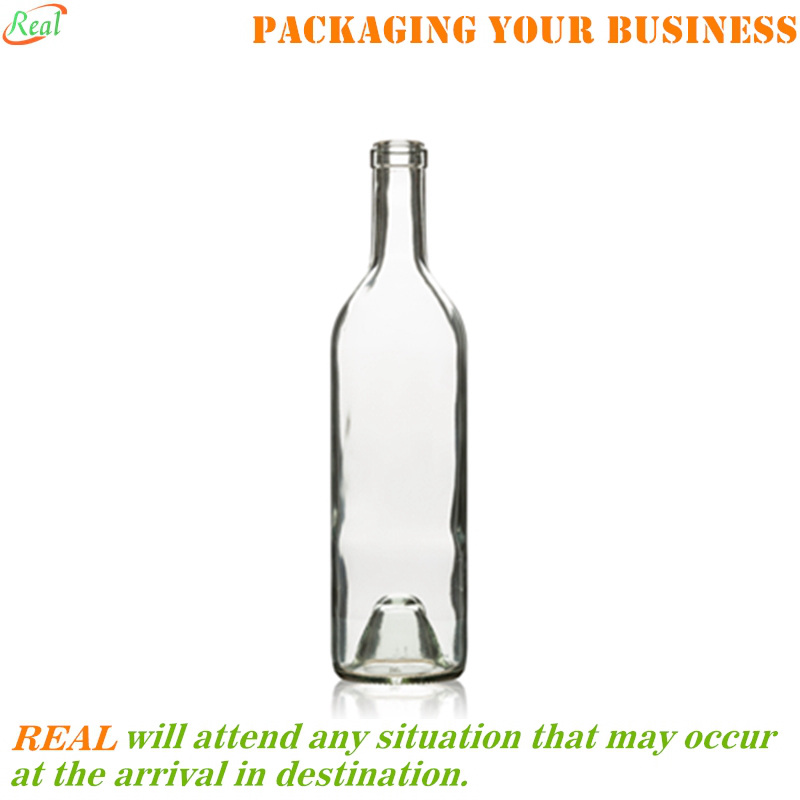 750ml Bordeaux shape wine bottle with cork top flint color