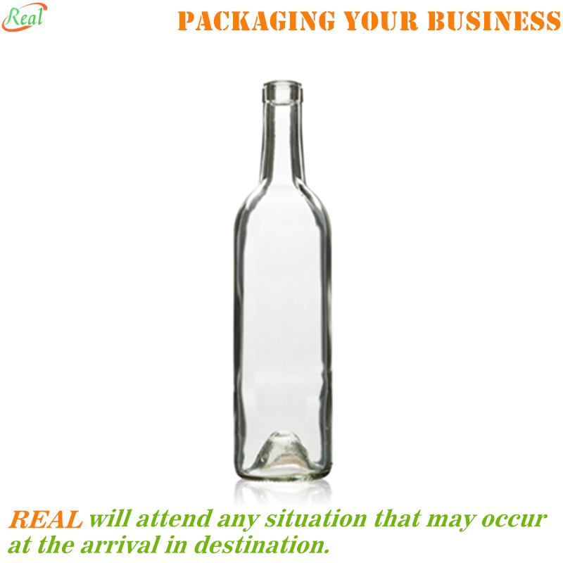 750ml Bordeaux shape wine bottle with cork top flint color