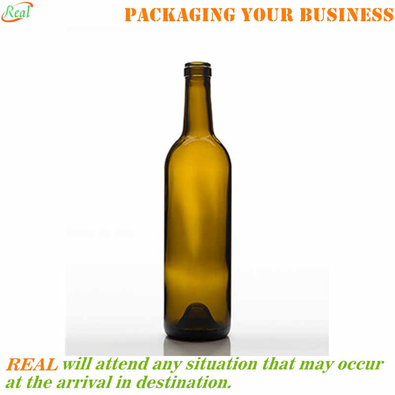 750ml Bordeaux shape wine bottle with cork top Dead-Leaf green 