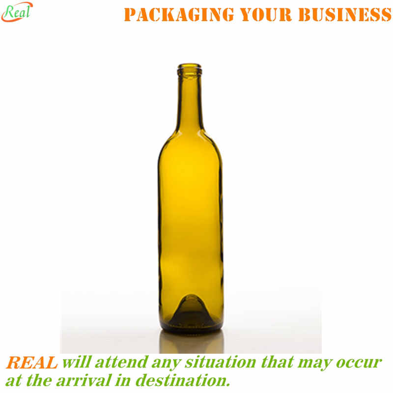 750ml Bordeaux shape wine bottle with cork top Dead-Leaf green 