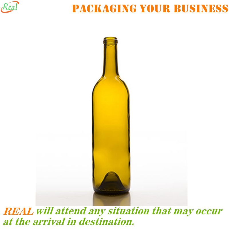 750ml Bordeaux shape wine bottle with cork top Dead-Leaf green