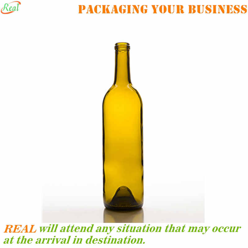 750ml Bordeaux shape wine bottle with cork top Dead-Leaf green 